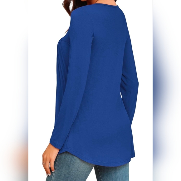 Royal Blue Pleated V-Neck Tunic Top - Size Small - NWT - Picture 3 of 12